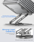 Adjustable Laptop Stand for Desk with 360 Base, Ergonomic Laptop Riser, Mount, Holder Notebook Computer Stand for MacBook Air Pro, HP, Dell, XPS, HP 16" Laptops - Gray - color: Gray