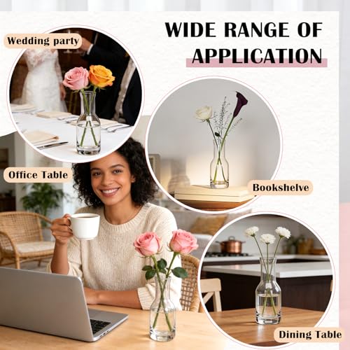 6 Inch Small Clear Glass Flower Vase, 6 Pack Ins Modern Boho Style Bud Vase for Table Centerpiece, Home Desk Decor, Wedding & Housewarming Gift