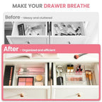 HOUSE DAY Makeup Drawer Organizer Trays 17 PCS, 4-Size Clear Drawer Organizers with Silicone Pads, Vanity Organizers and Storage, Non Slip Plastic Drawer Organizer for Desk, Bathroom, Kitchen, Office - size: 17 Pcs