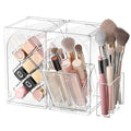 INVSSENE Stackable Makeup Organizer Countertop, Storage Perfume Skincare Cosmetic Lipstick Face Mask Makeup Brush Palettes, Ideal for Vanity Bathroom Counter - color: 3513 Clear