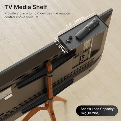 PUTORSEN Premium Wood Easel TV Stand, Adjustable TV Tripod Stand for 45-65 Inch LED LCD Screen, with Top TV Shelf and Magnetic Concealed Cable Management, Max Load 88lbs, Walnut