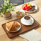 14 Inch Acacia Wood Serving Tray – Rectangular Wooden Decorative Tray for Food, Appetizers, Snacks, Desserts, Coffee Table, Bathroom, Entryway, Vanity, Home Decor Organizer - size: 14 Inch