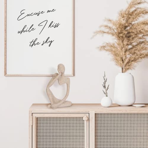 INNOLITES Boho Decor Thinker Statue Abstract Art Sculpture, Sandstone Resin Collectible Figurines for Home Living Room Office Shelf Decoration (Sandstone Left) - color: Sandstone-left