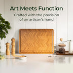 Keechee Atelier Collection Bamboo Cutting Board, Reversible Wood Chopping Boards for Kitchen with Juice Grooves, Handcrafted Large Serving Tray, Luxury Housewarming Wedding Gifts for New Home - size: One Piece L