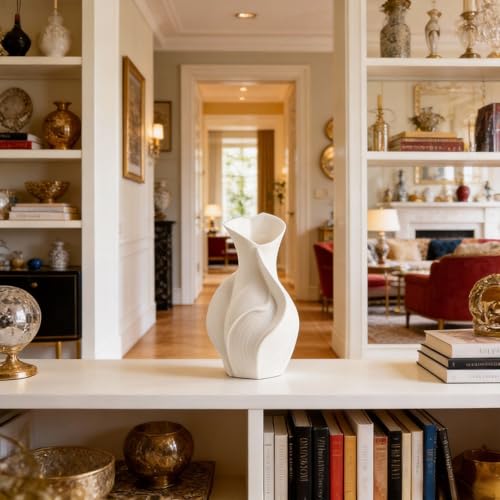 Modern Art Ceramic Vase, Minimalist Aesthetic Flower Vessel for Living Room Desk, Unique Home & Hotel Decor Accent(A) - color: A