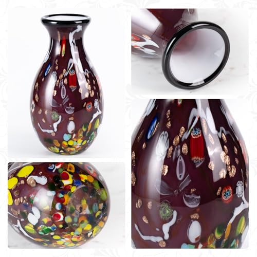 KAMMAK Colored Glass Vase, Beautiful Hand Blown Decorative Vase, Modern Art Vase for Flower Mantle Dining Table Centerpiece, Entryway Living Room Wedding Decoration (JG2052) - style: JG02052
