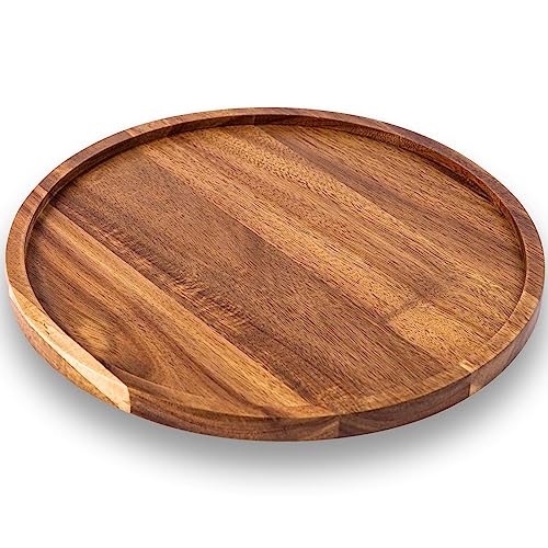 Round Charcuterie Board,Round Wood Tray, Acacia Wooden Serving Platter, Appetizer Charcuterie Board, Tray Organizer for Kitchen Table Centerpiece 11.8 x 11.8 x 0.8 inch - size: 11.8"