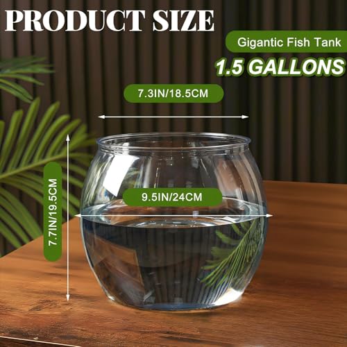 Geelin 1.5 Gallon Plastic Fish Tank Large Bowl Shatterproof with Crystal Clear Clarity for Terrarium, Flower Vase Centerpiece Gift for Fish Lovers (Round) - size: 1.5 Gallon, style: Round