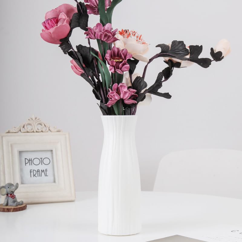 Unbreakable Vase for Flowers,White Plastic Vase Minimalist Style Suitable for Modern Home Decoration Living Room Dining Table Centerpiece Perfect Wedding Birthday Gift Giving