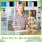 Colingmill 1 Set Keychain Display Stand Wooden Pegboard Display Stand with 25 Pcs Dowel Rods Oval Bracelet Organizer Holder for Jewelry, Craft Shows, Necklace, Selling, 15.75" x 11.81" (Wood) - color: Wood