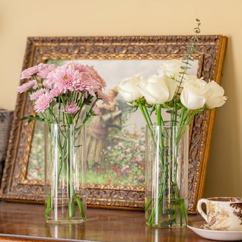7pcs Glass Cylinder Vases for Centerpieces - 8 Inch Tall Glass Vases for Flower, Clear Flower Vase Bulk Floating Candle Vase for Table Centerpiece Wedding Home Décor - size: 7 Pack 8 Inch