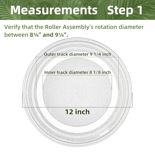 12" LG Microwave Glass Plate 3390W1A044B 3390W1G004 Compatible With GE Microwave Glass Plate Replacement WB49X10021 WB49X10157 - size: 12" Flat Bottom