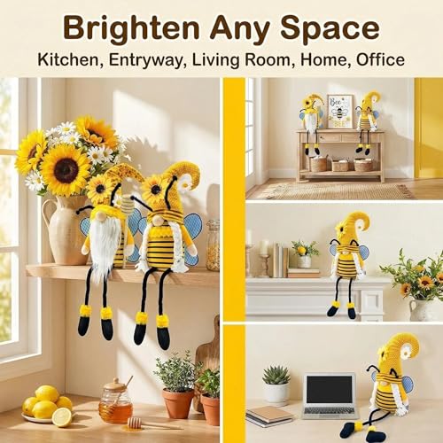 Spring Decorations for Home, Office, Indoor - Yellow Honey Bumble Bee Sunflower Plush Gnomes Doll - Summer Gnome Gifts Ideas for Women - Bee Stuffed Sitters - Unique Housewarming Gifts for New Home - color: Spring-bee