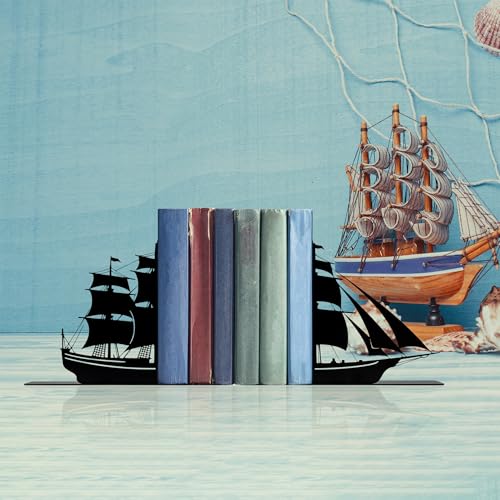 Decorative Bookends, Nautical Theme, Pirate Ship and Sailboat Design, Boys Room and Nursery Decor