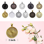 110Pcs Pendant Trays, Round Tray Set, Alloy Tray Charms Bulk, Bezel Pendant Trays for Homemade Jewelry and Necklaces, DIY Crafts, Resin Art, Paint Pour Skins, Costume Jewelry - size: 110 PCS