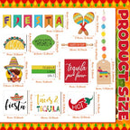 Tatuo 16 Pcs Cinco De Mayo Tiered Tray Decor Set, Mexican Wooden Fiesta Signs - Taco, Sombrero, Rainbow Donkey, Farmhouse Style Table Decor for Home Kitchen Summer Party Holiday Shelf