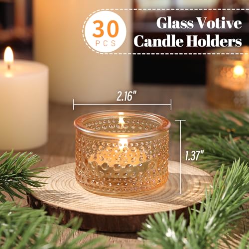 NITIME 30Pcs Gold Tealight Candle Holders, Votive Candle Holder for Wedding Decorations, Gold Glass Candle Holder forTable Centerpiece, Home and Party Decor - color: Gold