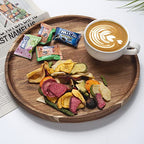 YANGQIHOME Round Wood Tray, Acacia Wooden Serving Tray, Serving Platter, Appetizer Charcuterie Board, Tray Organizer for Kitchen/Countertop, 13.8 x 13.8 x 0.8 inch - size: 13.8"