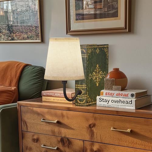 Vintage Bookshelf Lamp Rechargeable, Cordless Book Lamp with Linen Shade, Dimmable Touch Control Table Lamp, Modern Decorative Bookend, Bookshelf Lights for Office Home, Library, Study - style: Green