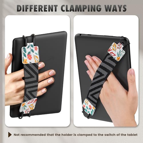 MoKo Security Hand-Strap for 9-11 Inch Tablet - iPad/- Pro/iPad Air/Kindle Fire HD/Samsung/Lenovo, High-Elasticity Versatile Hand Strap Lightweight Finger Grip Holder, Flowers - color: Flowers, style: Patterned Strap