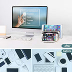 Adjustable Universal Cell Phone Dock Stand Holder, Tablet Organizer Multi Device Desktop Stand for iPhone Samsung Galaxy Google Nexus Kindle - No Charging Port (White) - color: White