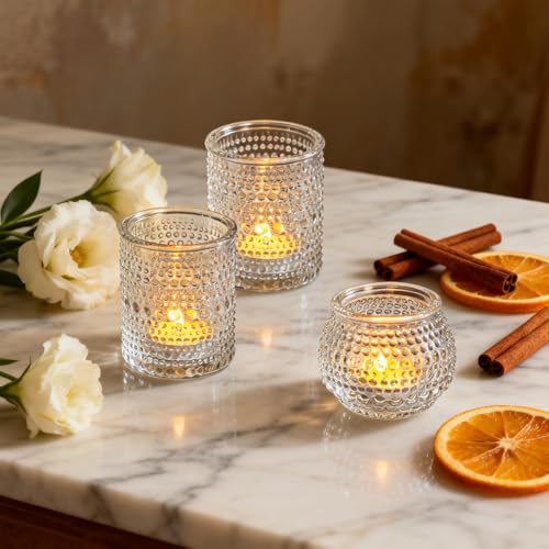 Rubtlamp 24 Pack Votive Candle Holder, Clear Glass Tea Light Candle Holders, Vintage Candle Holder for Floating Candle, Tealight Candle Holders for Centerpiece Wedding Decor Home Decoration - color: Clear