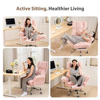 Big and Tall Office Chair, Flip Armrests for Pets & Cross Legged Sitting, Executive Ergonomic Computer Gaming Chair with Foot Rest, Teddy Fleece Wide Seat Reclining Desk Chair, Pink - color: Pink