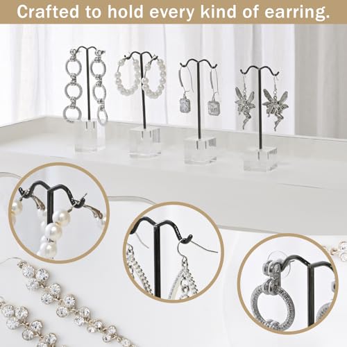 MOOCA Jewelry Display Set, Necklace Display Bust, Earring Organizer, Ring Holder Stand for Showcase and Store, Premium Fabric - color: 6) 10 piece. Black Faux Leather