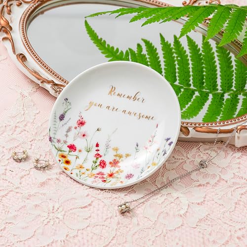 Crisky You Are Awesome Jewelry Ring Dish for Women Birthday Gifts Friendship, Inspirational Gifts Female Encouragement Gift Trinket Tray for Her Sisters Daughters Friend Cowoker Mom Aunt - style: You are Awesome Style B