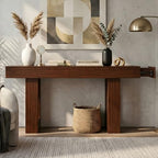 FURSUN 63" Console Table with 2 Drawers, Slim Entryway Table for Hallway, Narrow Sofa Table Behind Couch, Farmhouse Long Wood Accent Table for Foyer & Living Room, Dark Walnut - color: Dark Walnut