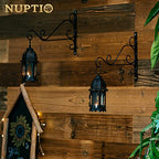 NUPTIO 6 Pcs Hanging Candle Holder Lantern Centerpiece Table/Hanging Glass Hexagon Moroccan Candle Lantern Holders, Black - color: Black, size: 6 Pcs Small Size