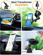 VANMASS [True Military-Grade] Car Phone Holder [Best Suction & Clip] Cell Phone Mount for Dashboard Windshield Vent Truck Cradle Dash Stand for iPhone 15 Pro Max 14 13 12 Android, White - color: White
