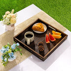 Yangbaga Serving Tray with Handles,13"*13"Wood Decorative Tray for Living Room,Modern Coffee Table Tray,Square Large Serving Platters for Home Decor,Ottoman,Bed,Kitchen,Bathroom, Breakfast,Bar - size: 13" x 13" x 1.8"