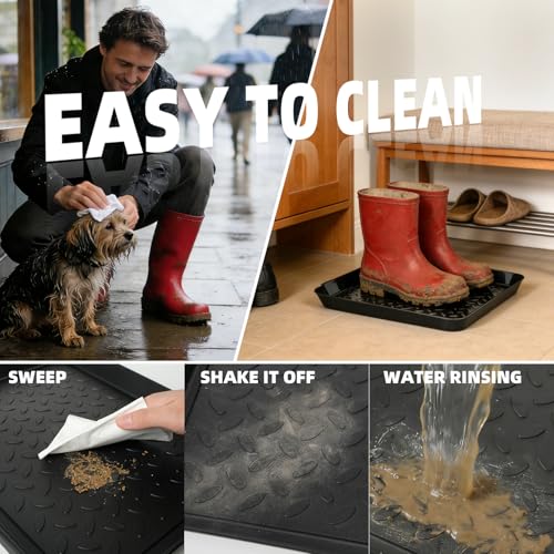 3Pcs Boot Tray 14 x 11 Inch Waterproof Boot Mat Wet Shoe Tray & Pet Food Mat, Multi-Purpose Garden Tool for Entryway Indoor Boots Shoes Pets