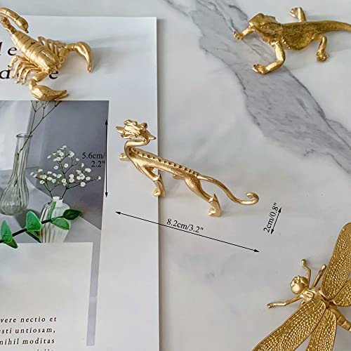 Gold Walking Dragon Sculpture Solid Metal Animal Ornament Mini Animal Figurine for Home Office Garden Desktop Decor - style: Walking Dragon
