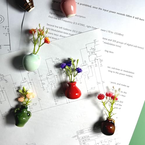 8 Pack Mini Ceramic Vase Magnets for Fridge, Cute Plant vase Fridge Magnets, Plant Vase for Refrigerator Decoration Kitchen Locker Kitchen Office