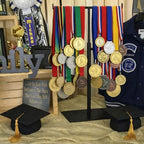 Vicenpal 2026 Graduation Medal Display Stand Countertop Graduation Decoration Adjustable T Bar Display Stand Honor Medal Hanger Rack Award Holder Graduations Birthday Party Anniversary Decor