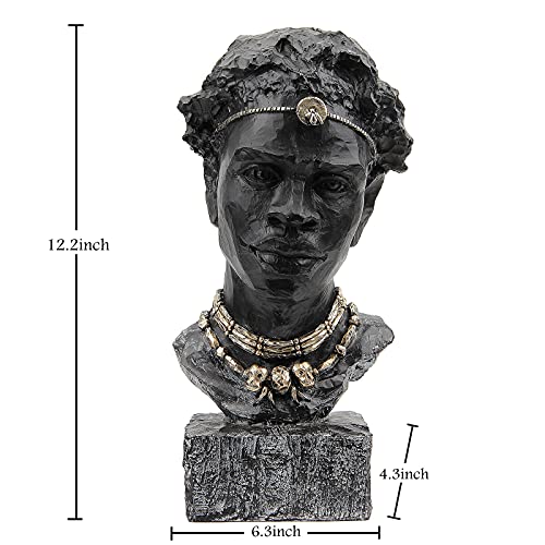 Leekung African Sculpture Resin Figurine, Handmade Home Decor, 12.2x6.3x4.3 inches, Black - color: Black M