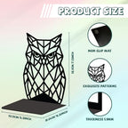 Peacoblue Metal Bookends for Shelves, Modern Decorative Heavy Duty Study Book Support Stoppers for Office, Desk, Shelf, Room 5.3"x4.3"x7.1" Cast Iron Simple Tall Bookends, 1 Pair (Geometric Owl) - style: Geometric Owl