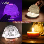 Cello Porcelain Tealight Holder Dome - Highland Stag Design with 3D Projection Image & Message Scented Unscented LED Candle Wax Warmer Animal Nature Deer Gifts Ornament Home Birthday Easter Present