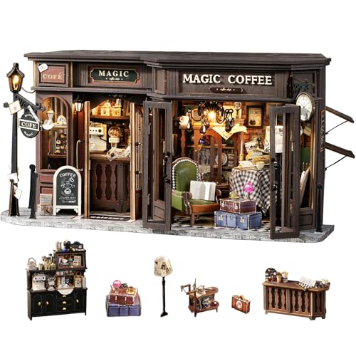 Fsolis DIY Miniature Dollhouse Kit for Adults - Tiny House Mini Scene 3D Puzzles Gifts for Women Teenagers Craft Lovers (Magic Coffee) - style: Magic Coffee