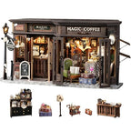 Fsolis DIY Miniature Dollhouse Kit for Adults - Tiny House Mini Scene 3D Puzzles Gifts for Women Teenagers Craft Lovers (Magic Coffee) - style: Magic Coffee
