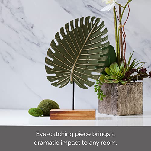 Elements 7x2.25x11.5 Inch Metal Green Leaf Tabletop Decor