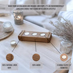 Wooden tealight Candle Holder - Rustic Tea Light Holder - Cool Wood Farmhouse Table Decor - 3 Tea Lights Candle Holder Tray - Cute Brown Tea Candle Holders