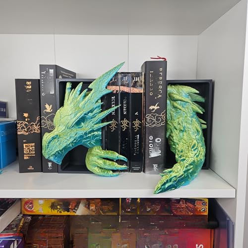 Dragons Awakening Book End – Fantasy Book Nook Insert for Dragon Readers – Unique Home Decor for Bookshelves & Libraries (Head and Tail - Lightning Dragon) - color: Head and Tail - Lightning Dragon