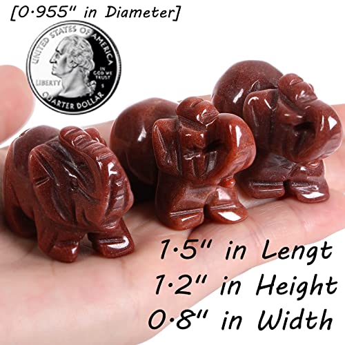 QINJIEJIE Crystals Elephant Decor Cherry Quartz Cute Desk Stones Statue Polished Natural Gemstones Luck Decoration Home Room Office Pocket Figurine Meditation Spiritual Gem Gift for Women - color: Cherry Quartz