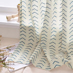 jinchan Boho Linen Blend Kitchen Curtains 24 Inch Length Herringbone Printed Tier Curtains for Small Windows Bathroom Cafe Laundry Room Set of 2 Rod Pocket Blue on Linen - color: Arrow | Blue on Linen, size: 26"W x 24"L (Pack of 2)