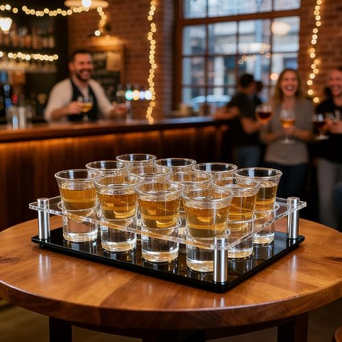 Acrylic Shot Tray 12 Shot Holder Tray Clear Wine Glass Organizer Wine Display Holder Cups Display Accessories for Party, Bar, Club,Hole: 1.5 Inch - style: 1.57inch hole - 3x4 arrangement (12 Holes)