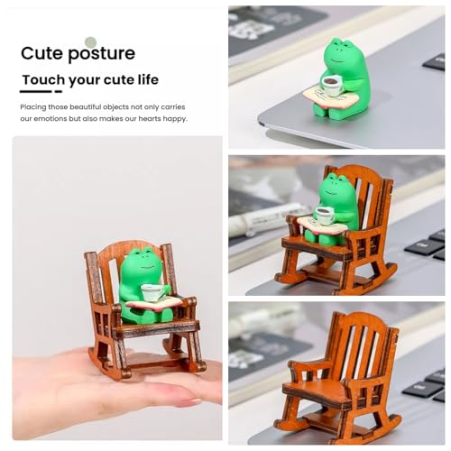 Miniature Frog Anime Figurines - Resin Desk Figurines, Cool Office Gadgets for Desk, Fun Desk trinkets Gift for Frog Lover（Rocking Chair） - size: 02-frog-Rocking Chair
