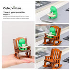 Miniature Frog Anime Figurines - Resin Desk Figurines, Cool Office Gadgets for Desk, Fun Desk trinkets Gift for Frog Lover（Rocking Chair） - size: 02-frog-Rocking Chair